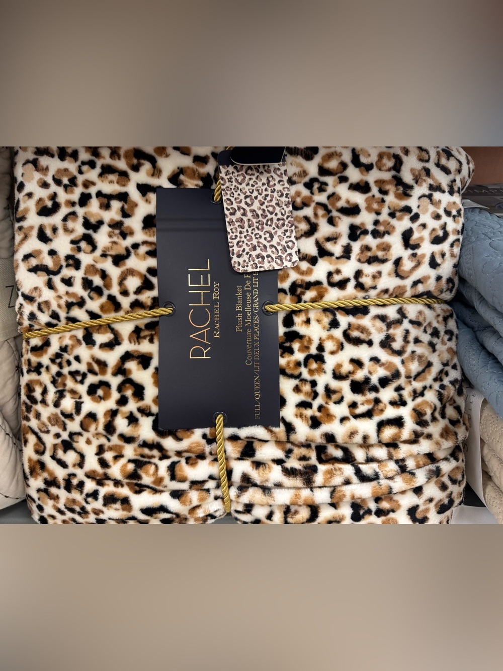 RACHEL Rachel Roy Leopard Print Plush Throw - Brown, Black, Cream